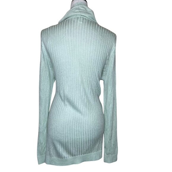 Liz Claiborne Women's Knit Mint Green Long Sleeve Open Front Cardigan Sz Large - Picture 4 of 11